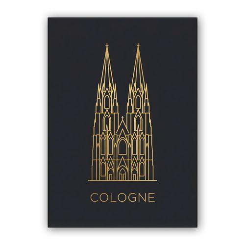 Cologne Cathedral Golden Line Art wall art poster