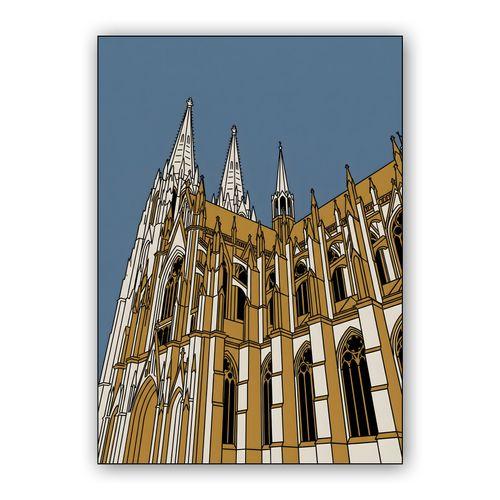 Cologne Cathedral Golden Spires Illustration wall art poster