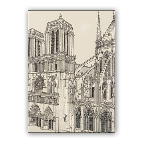 Notre-Dame Paris Gothic Ink Illustration wall art poster