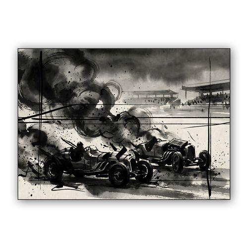 1955 Le Mans Ink Wash Disaster Illustration wall art poster