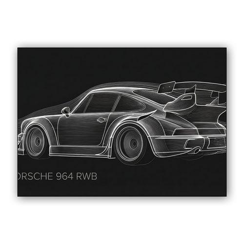 Porsche 964 RWB: Aerodynamic Flow Line Art wall art poster