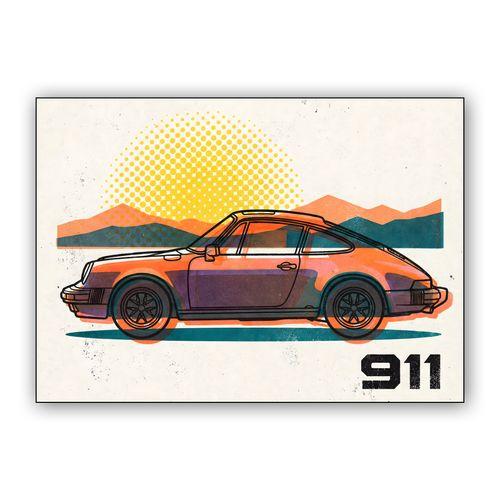 Classic Porsche 911 Retro Horizon wall art poster