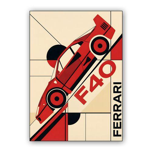 Ferrari F40 Geometric Bauhaus Style Graphic wall art poster