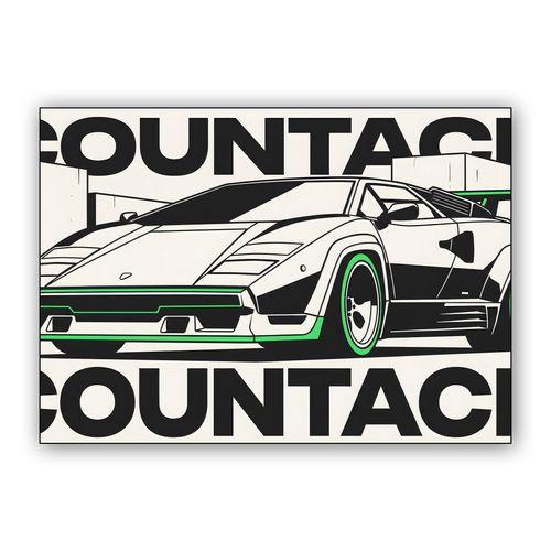 Lamborghini Countach Neon Wedge wall art poster