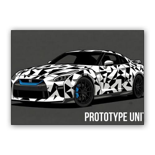 Nissan GT-R R35 Prototype Unit 01 Dazzle Camo wall art poster
