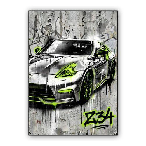 Nissan 370Z Z34 Neon Street Graffiti wall art poster