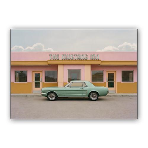 The Mustang Inn Retro Symmetrical Scene wall art poster