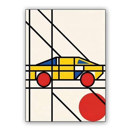 Neoplastic Speed: A De Stijl Automotive Study wall art poster