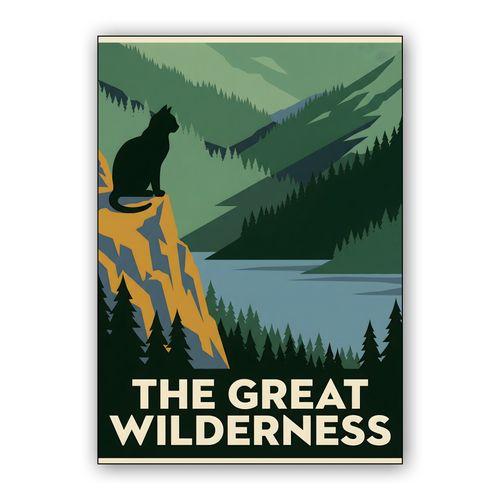 The Great Wilderness Black Cat Vista wall art poster