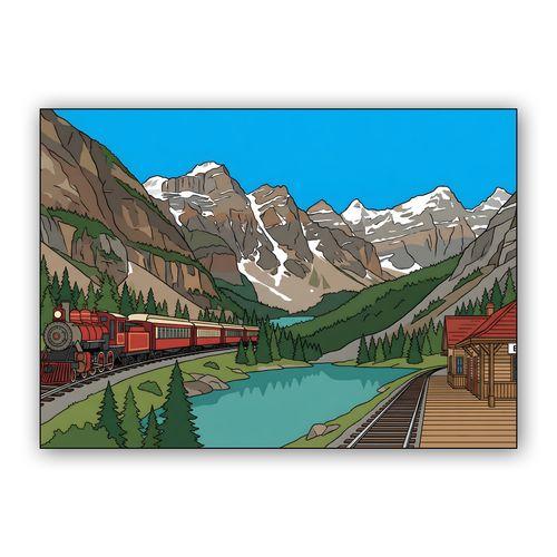Vintage Steam Train to Banff Canadian Rockies wall art poster