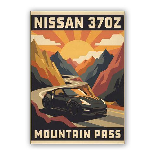Nissan 370Z Mountain Pass Retro Travel Poster wall art poster