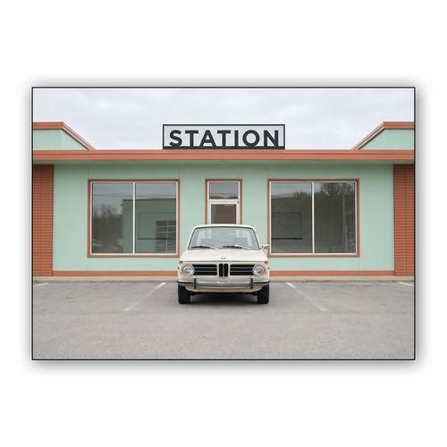 Station Stop: Classic BMW 2002 Symmetry wall art poster