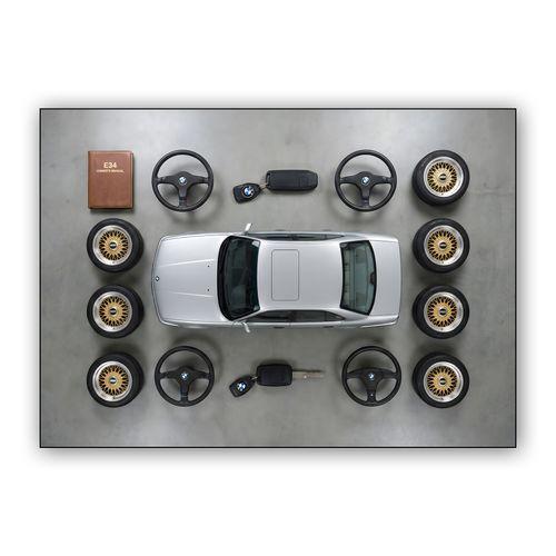 E34 Essentials: Automotive Knolling wall art poster