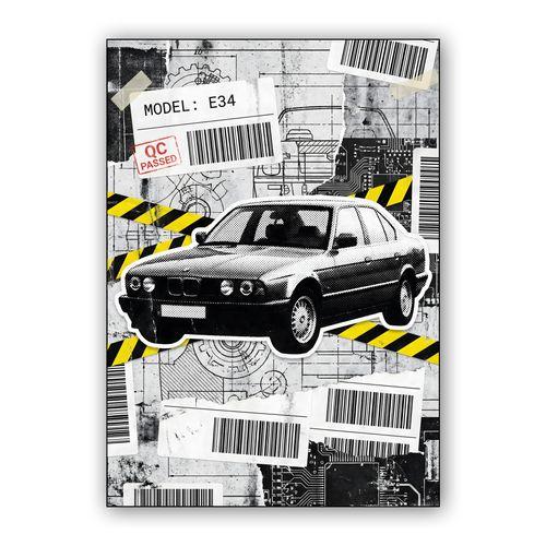 E34 Prototype: Industrial Collage wall art poster