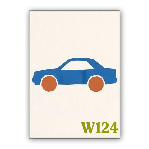 Mercedes W124: Minimalist Paper Cutout Tribute wall art poster