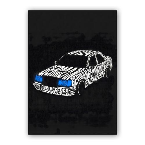 German Engineered: W124 Typographic Art wall art poster