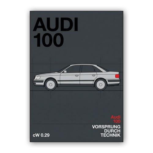 Audi 100 Technical Profile: Vorsprung Durch Technik wall art poster