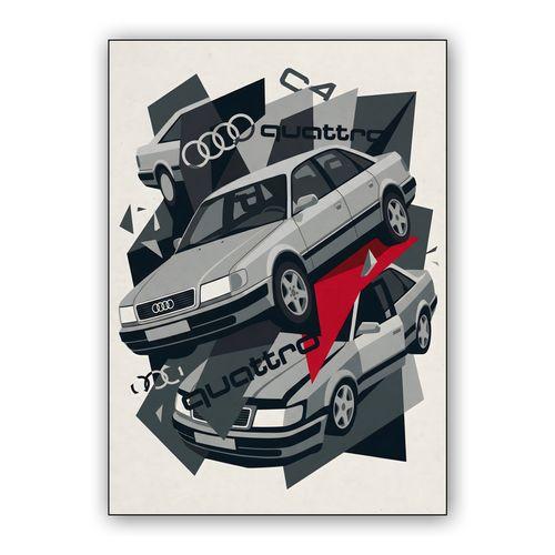 Audi 100 C4 Quattro: Geometric Shard Collage wall art poster
