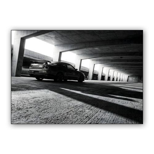 Concrete Echoes: Nissan Skyline GT-R R34 wall art poster