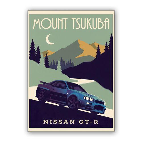 Vintage Mount Tsukuba Skyline GT-R R34 wall art poster