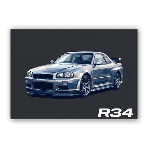Geometric Precision: Nissan Skyline R34 wall art poster