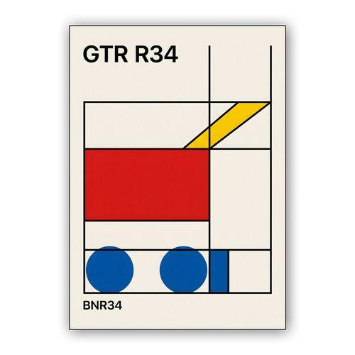 BNR34 De Stijl Abstraction wall art poster