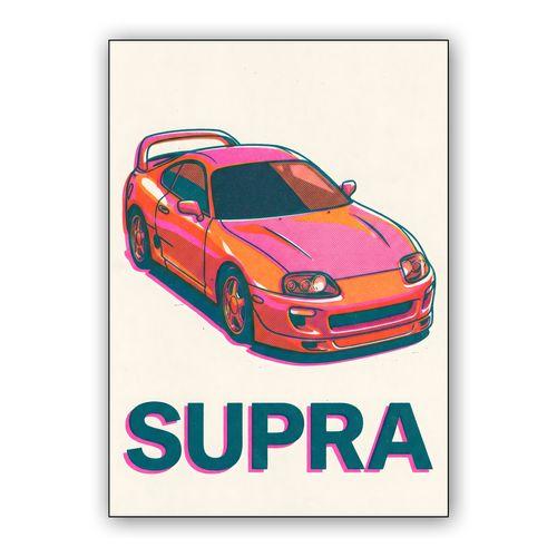 Vibrant Halftone Toyota Supra A80 wall art poster