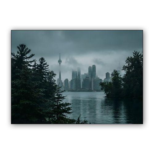 Misty Toronto: A Moody Skyline View wall art poster