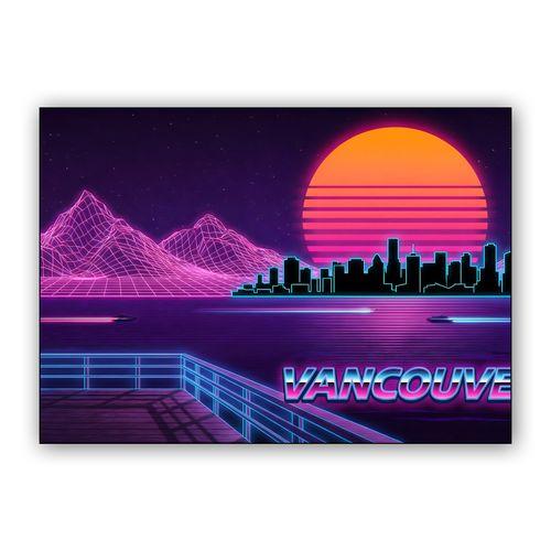 Neon Horizon: Vancouver Synthwave Skyline wall art poster