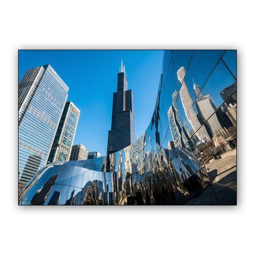Chicago Chrome: Willis Tower Reflection wall art poster