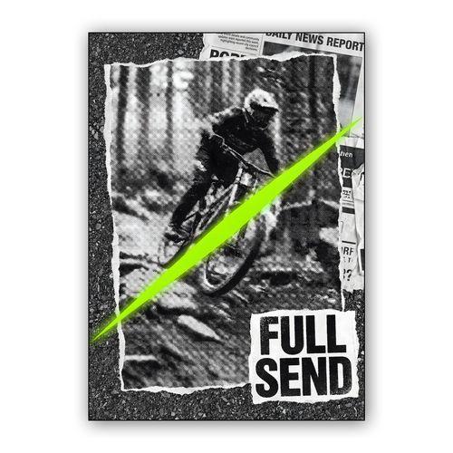Full Send: Neon Grunge Biker Collage wall art poster