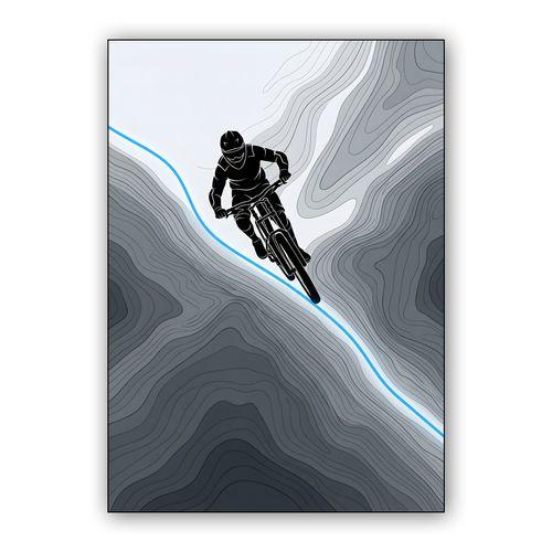 Neon Topography: Mountain Bike Descent wall art poster