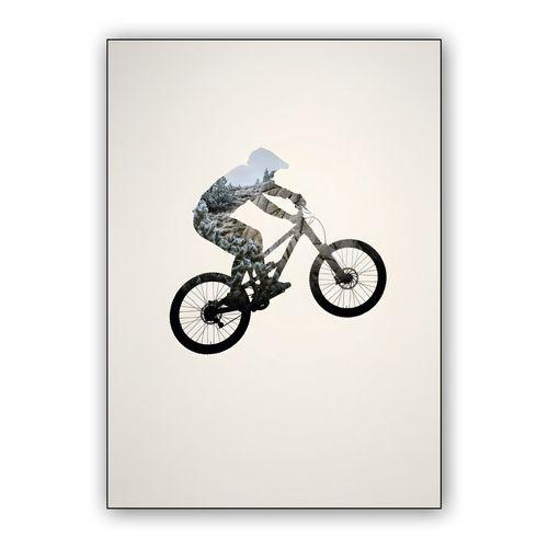 Mountain Crest: Double Exposure Biker wall art poster