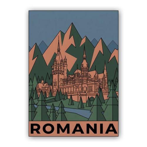 Romania: Peleș Castle and the Carpathians wall art poster