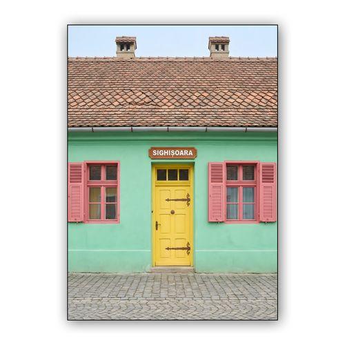 The Colorful Facade of Sighișoara wall art poster