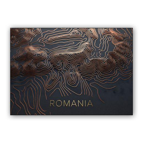 Copper Topography: Romania Relief Map wall art poster