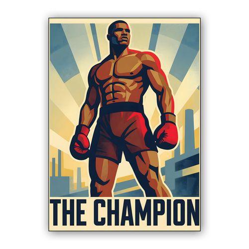 The Champion: Heroic Boxing Propaganda Poster wall art poster