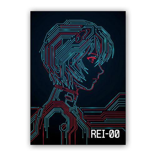 Rei Ayanami: Cybernetic Circuitry wall art poster