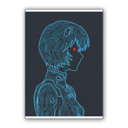 Rei Ayanami: Topographic Synchrony wall art poster