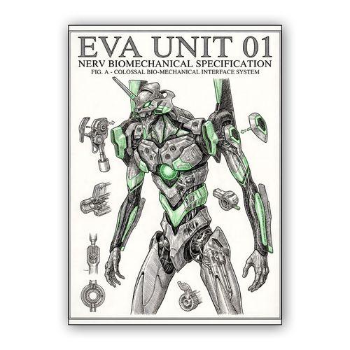 EVA Unit 01: Biomechanical Specification Blueprint wall art poster