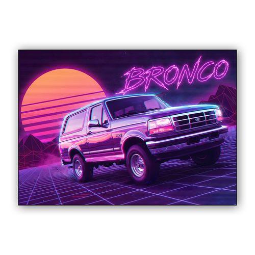 Synthwave Night Drive Ford Bronco wall art poster