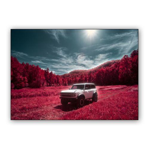 Crimson Horizon Ford Bronco Infrared wall art poster