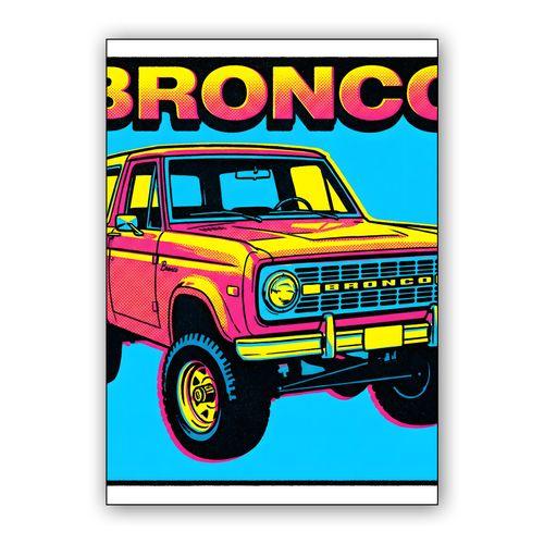 Vibrant Retro Pink Ford Bronco Illustration wall art poster