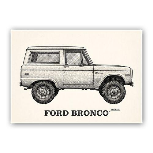 Ford Bronco Series 01 Stippled Technical Art wall art poster