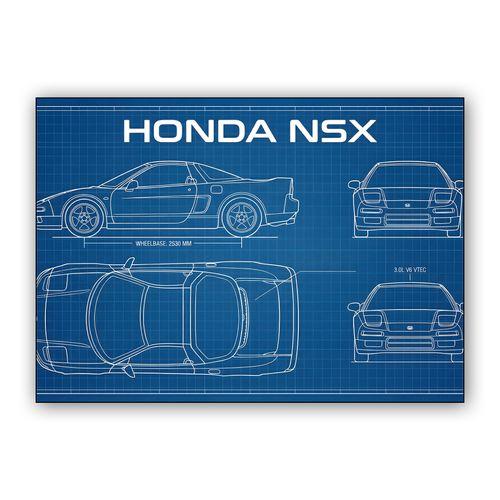 Honda NSX Technical Blueprint wall art poster