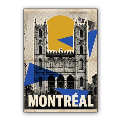 Montreal Notre-Dame Basilica Retro Collage wall art poster