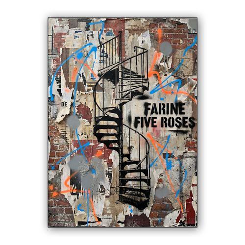 Montreal Industrial Echo: Farine Five Roses Stencil wall art poster