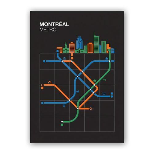 Montreal Metro Minimalist Transit Map wall art poster