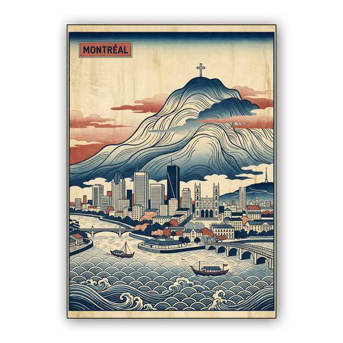 Montreal Ukiyo-e Skyline Fusion wall art poster