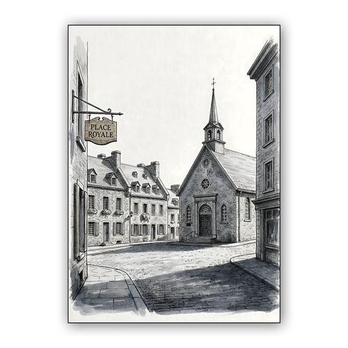 Historic Place Royale Ink Drawing wall art poster